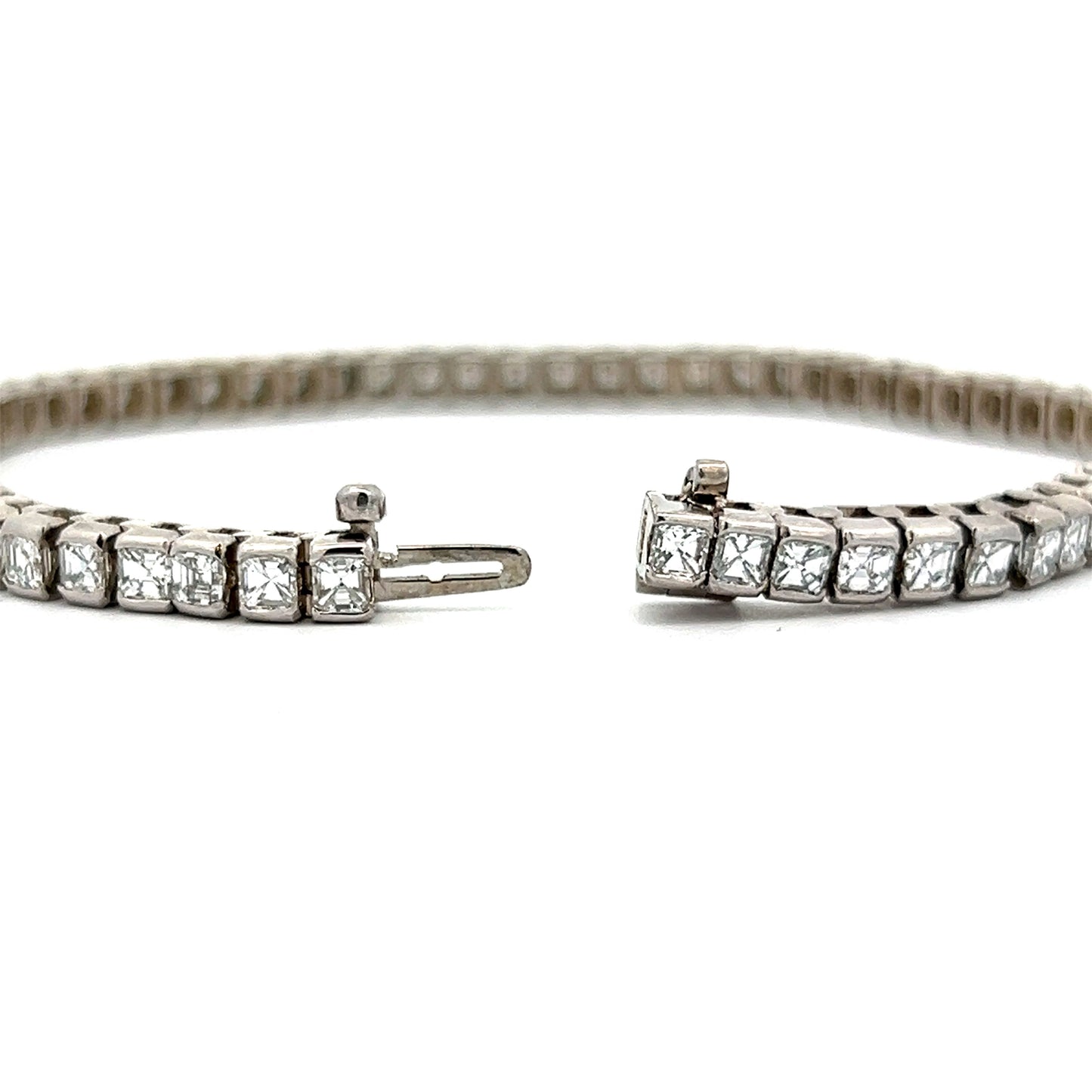 8.58 Asscher Diamond Tennis Bracelet in 14k White Gold