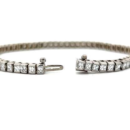 8.58 Asscher Diamond Tennis Bracelet in 14k White Gold