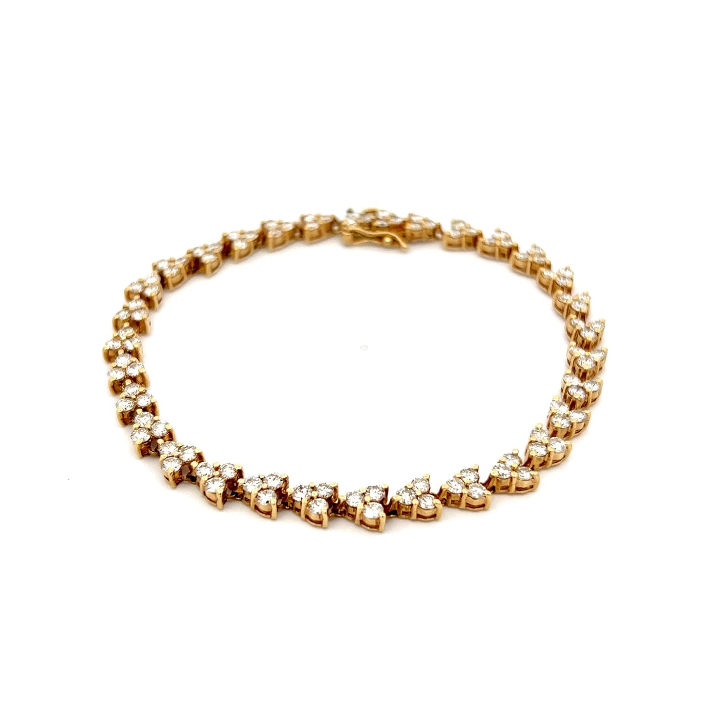 3.84 Diamond Heart Tennis Bracelet in 14k Yellow Gold