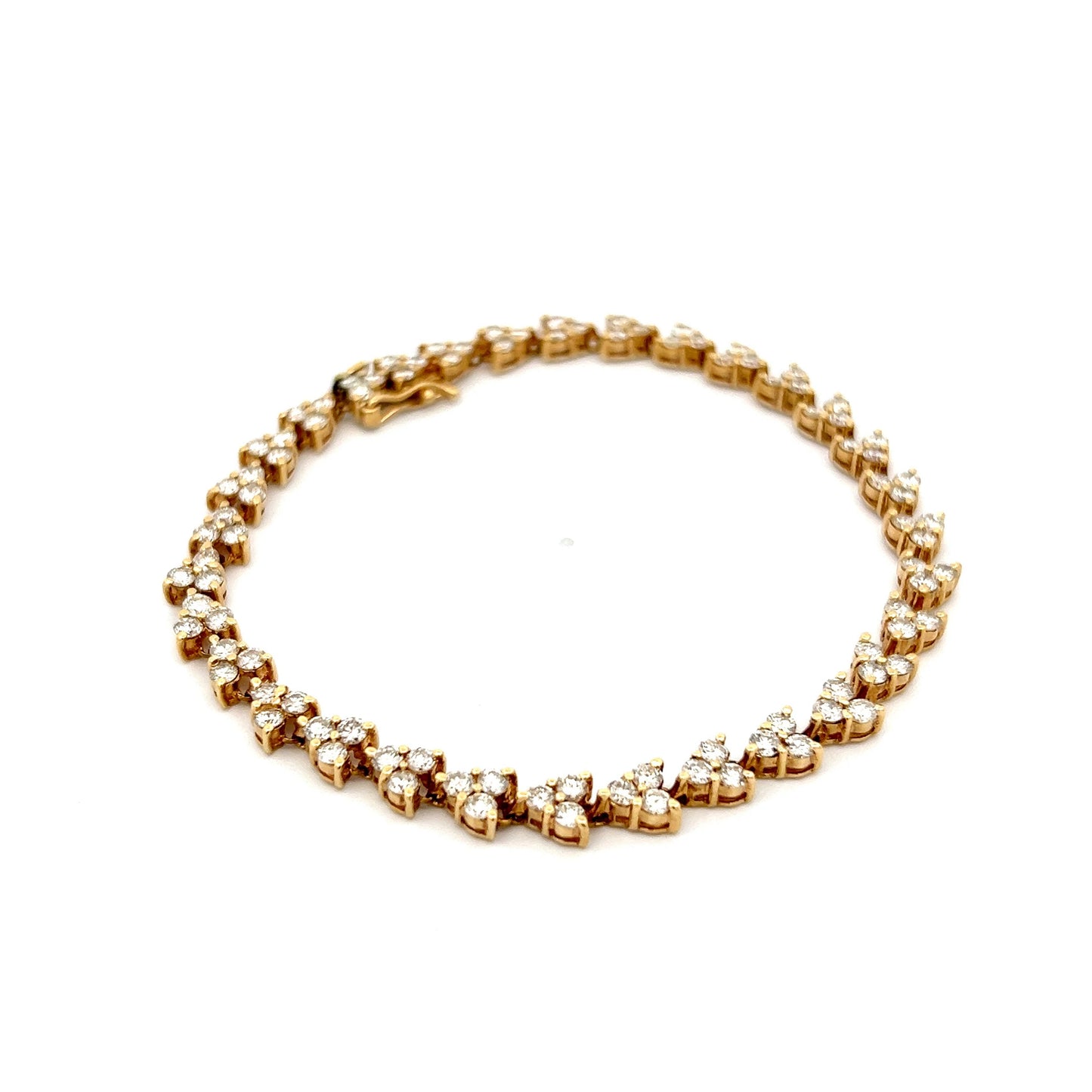 3.84 Diamond Heart Tennis Bracelet in 14k Yellow Gold