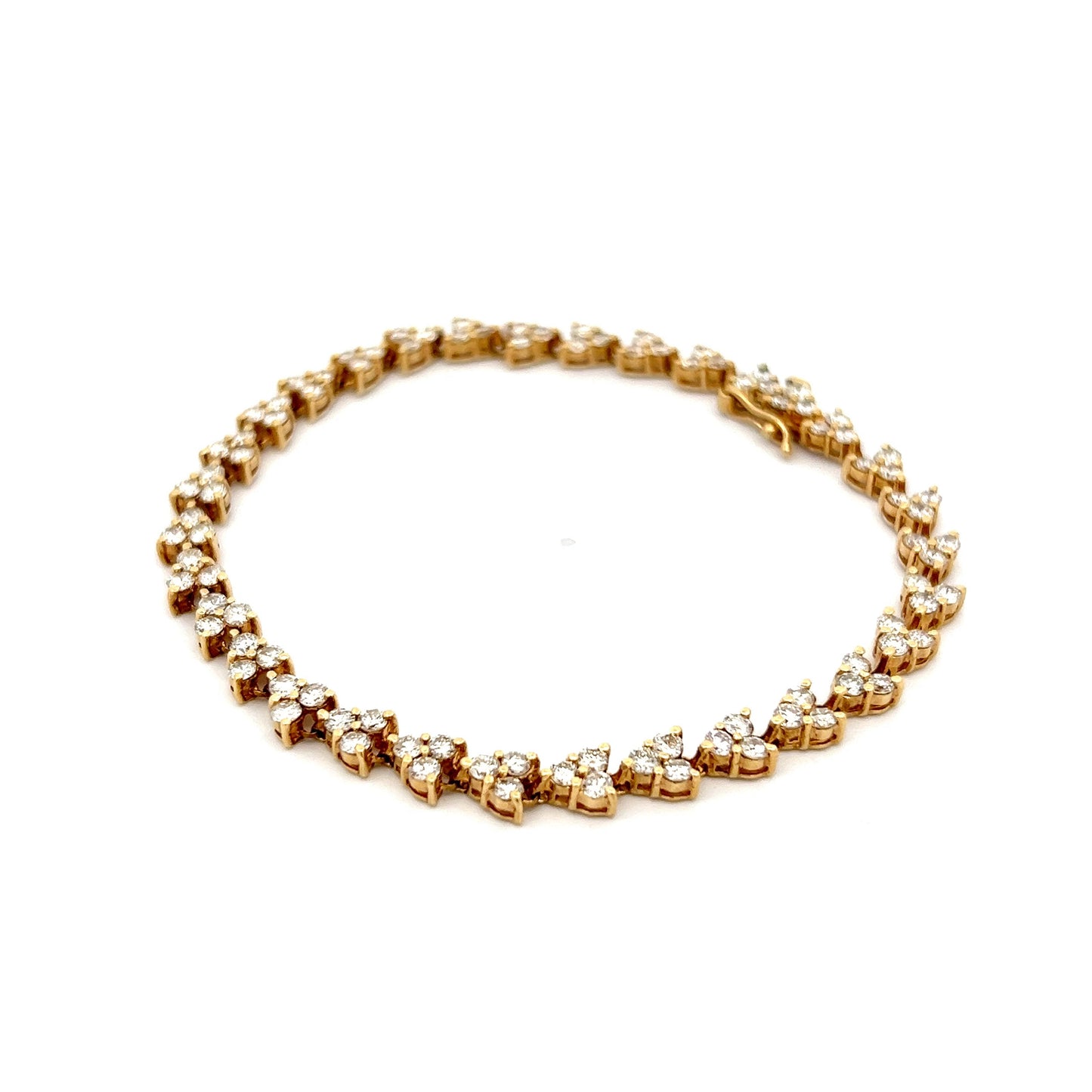 3.84 Diamond Heart Tennis Bracelet in 14k Yellow Gold