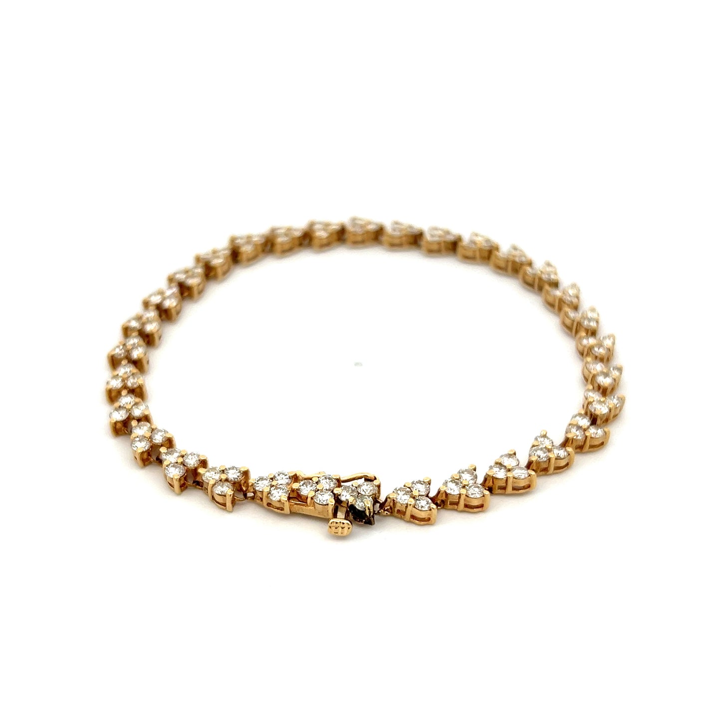 3.84 Diamond Heart Tennis Bracelet in 14k Yellow Gold