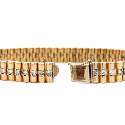 3.24 Fluted Link Diamond Bracelet in 14k Yellow Gold