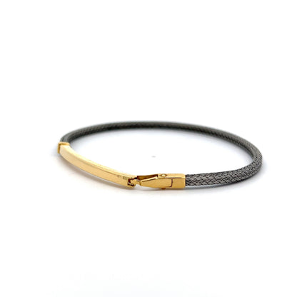 Two-Tone Bangle Bracelet in 18k & Stainless Steel