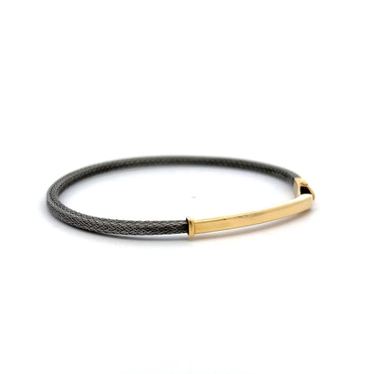 Two-Tone Bangle Bracelet in 18k & Stainless Steel