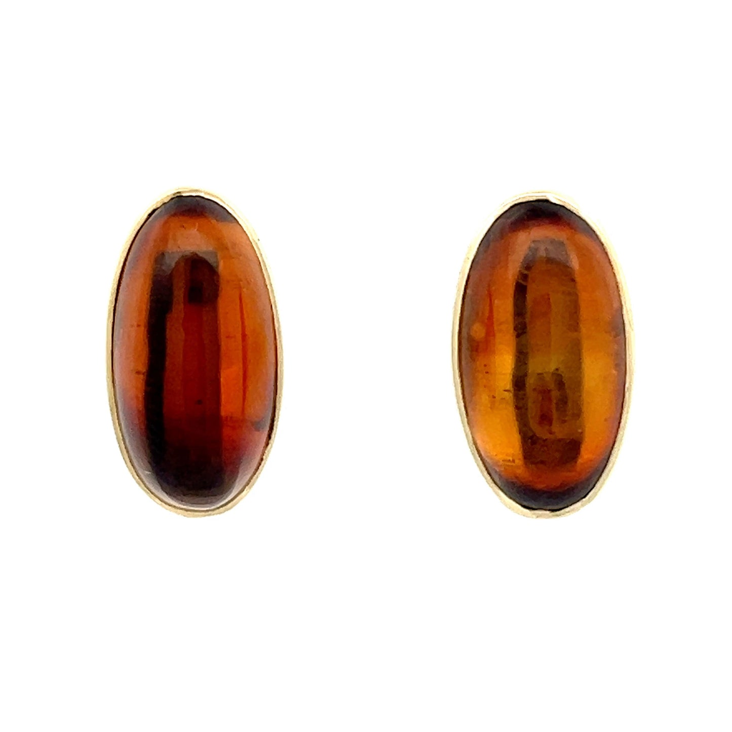 8.60 Cabochon Citrine Stud Earrings in 14k Yellow Gold