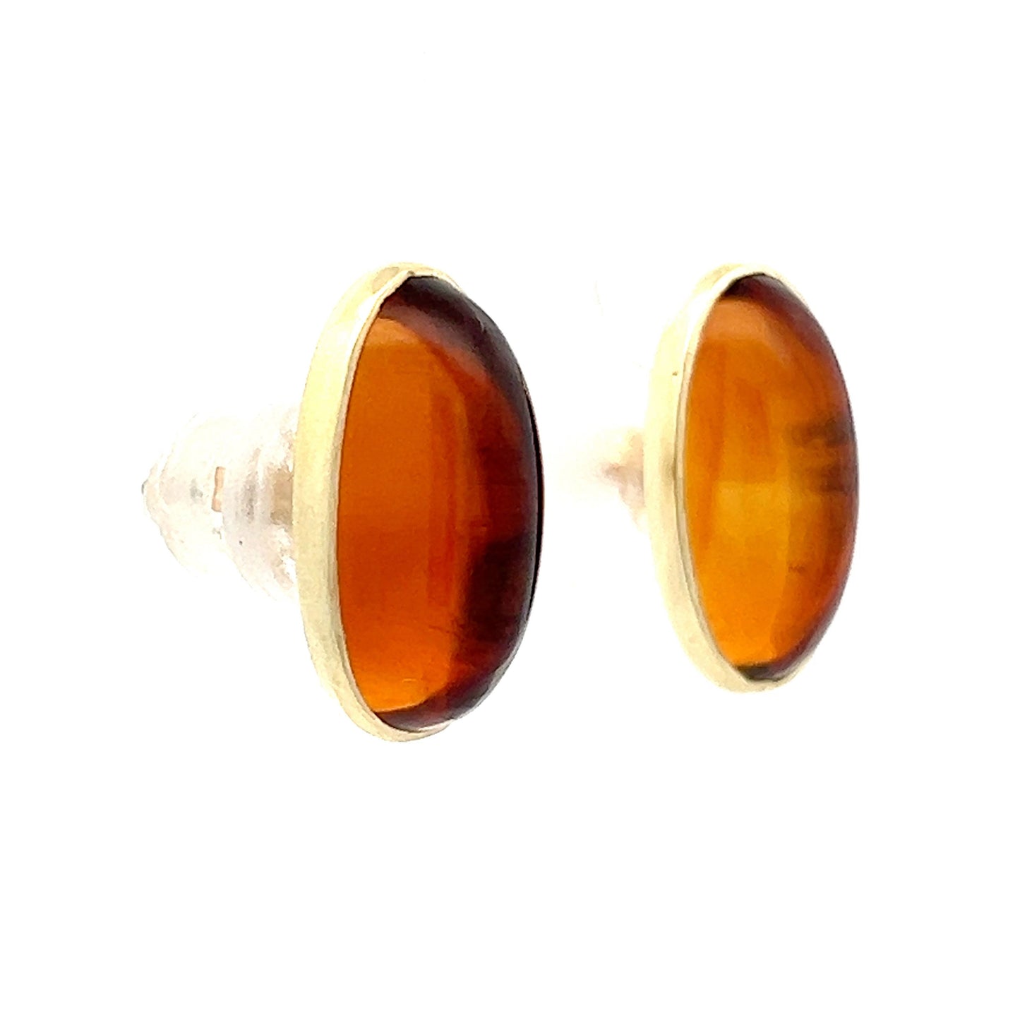 8.60 Cabochon Citrine Stud Earrings in 14k Yellow Gold