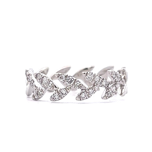 Pave Diamond Vine Stacking Ring in 14k White Gold