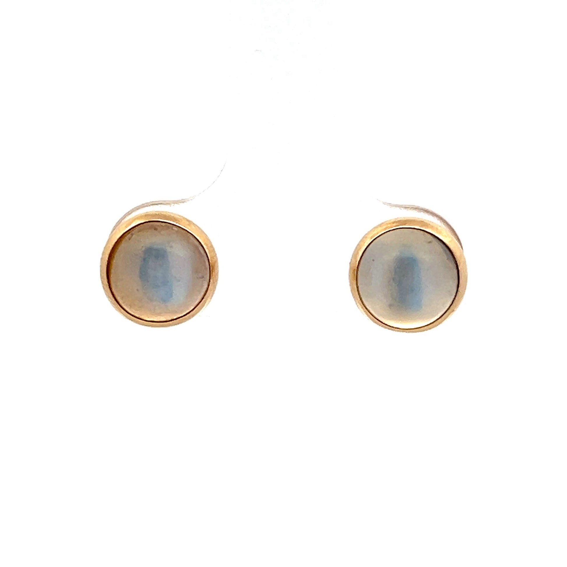 5.60 Cabochon Moonstone Earrings in 14k Yellow Gold