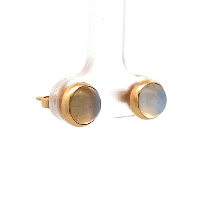 5.60 Cabochon Moonstone Earrings in 14k Yellow Gold