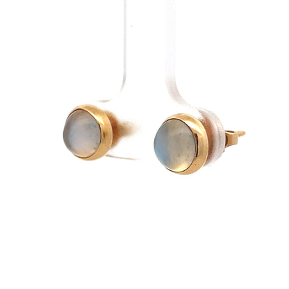 5.60 Cabochon Moonstone Earrings in 14k Yellow Gold