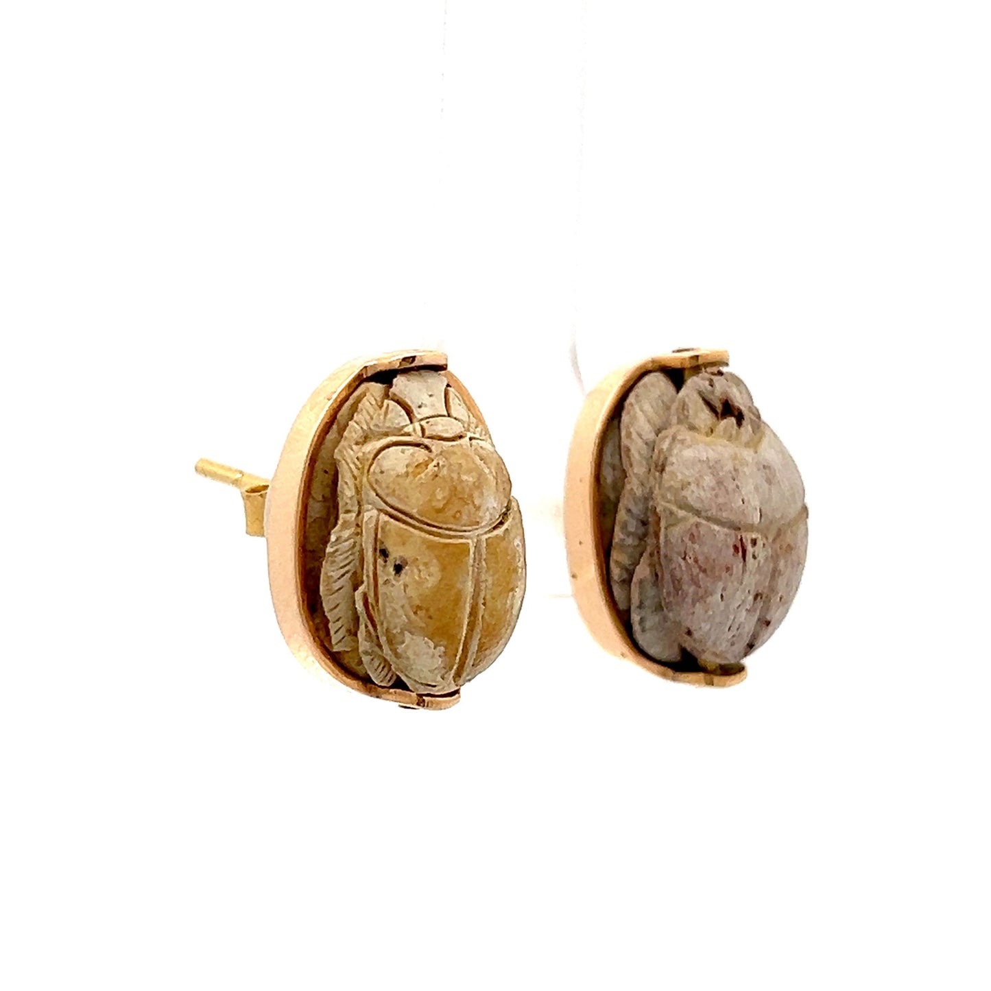 Vintage Mid-Century Scarab Beetle Earrings in 18k