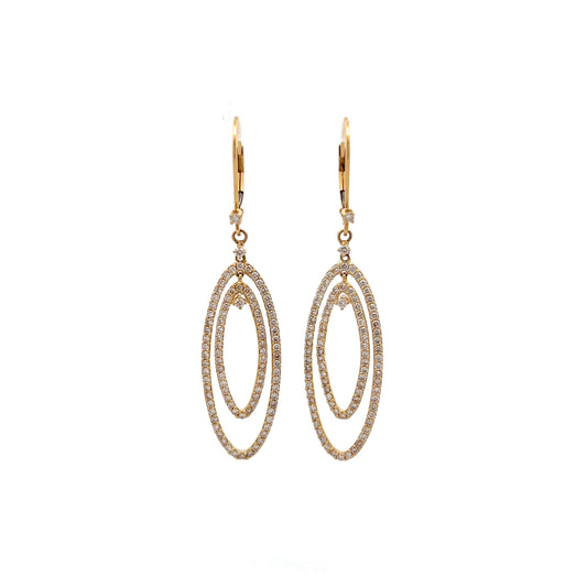 1.85 Diamond Double Oval Dangle Earrings in 14k