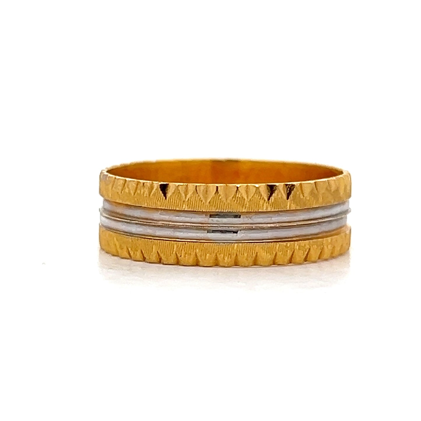 Mens Two-Tone Wedding Band in 22k Yellow Gold