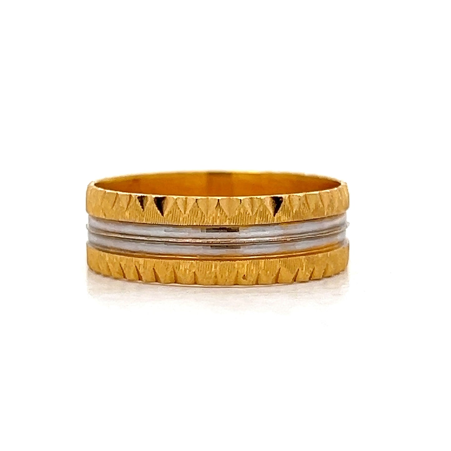 Mens Two-Tone Wedding Band in 22k Yellow Gold