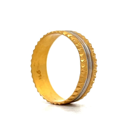 Mens Two-Tone Wedding Band in 22k Yellow Gold