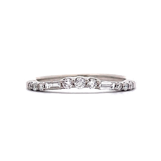 .29 Round & Baguette Cut Diamond Wedding Band in 14k White Gold