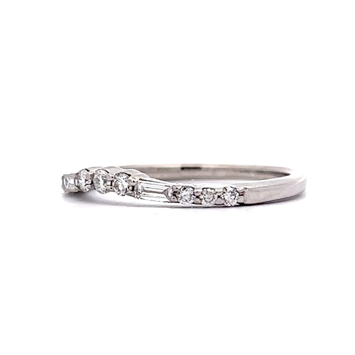 .29 Round & Baguette Cut Diamond Wedding Band in 14k White Gold