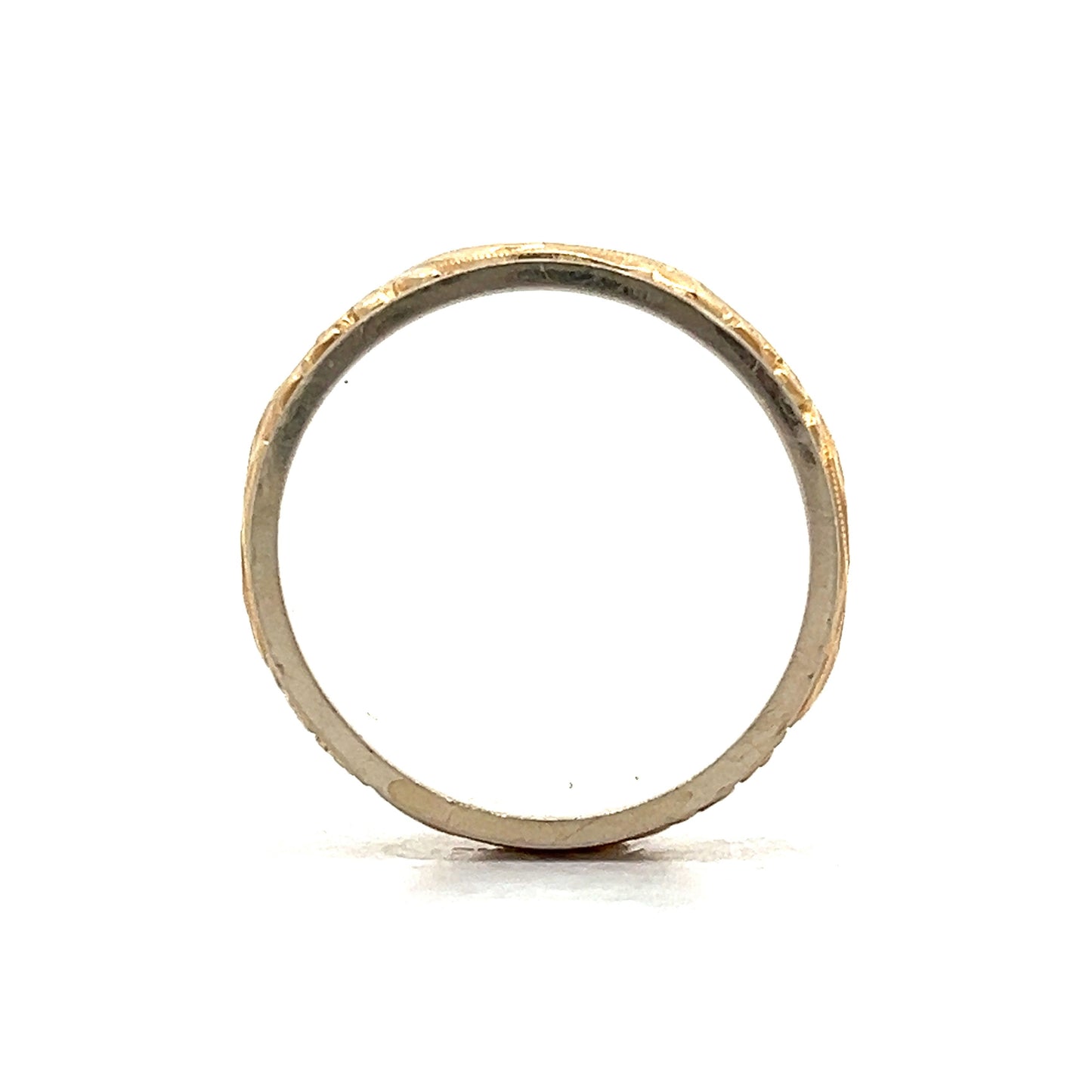 8mm Two-Tone Floral Men's Band in 14k