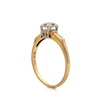 .18 Retro Solitaire Engagement Ring in Yellow & White Gold