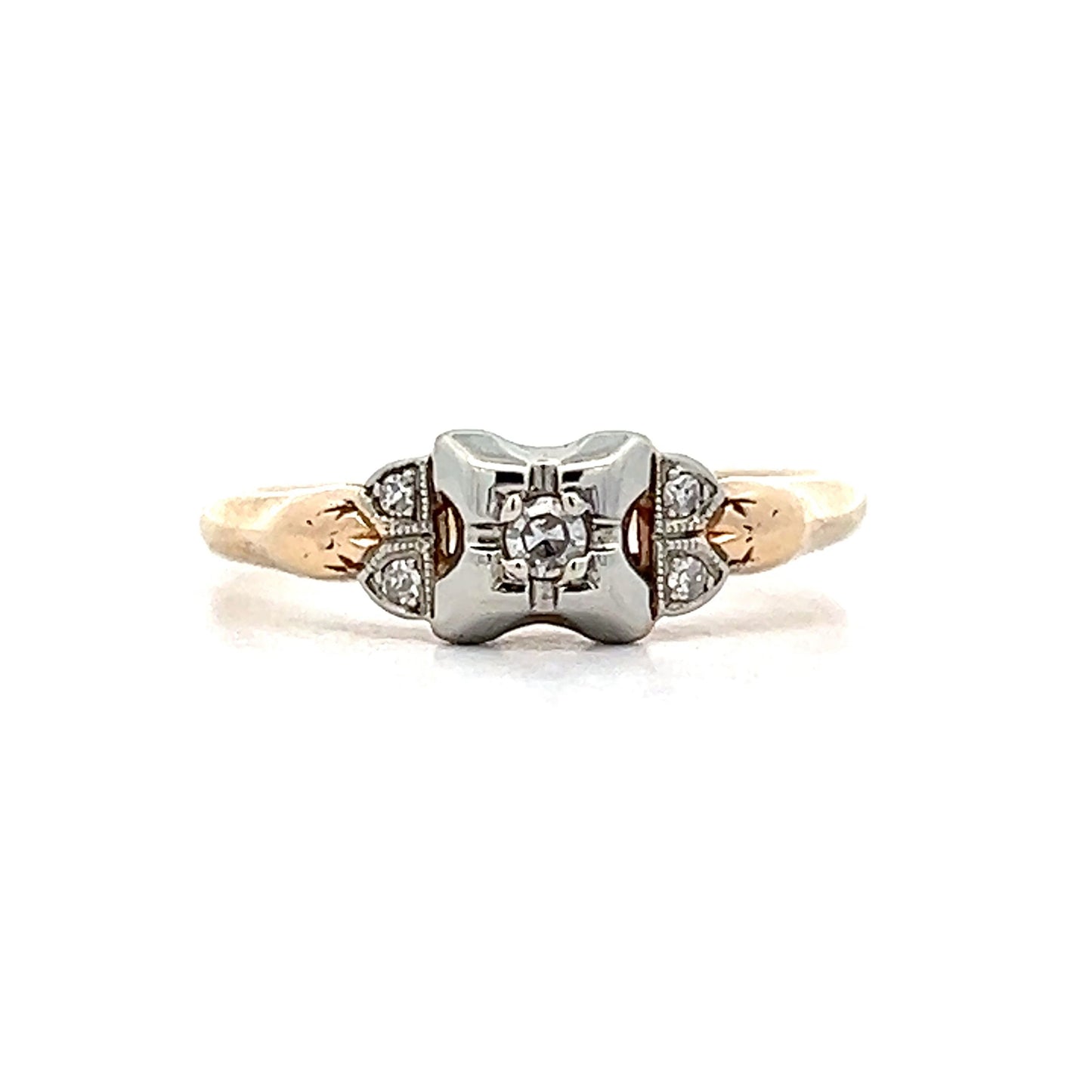 .04 Vintage Retro Engagement Ring in 14k