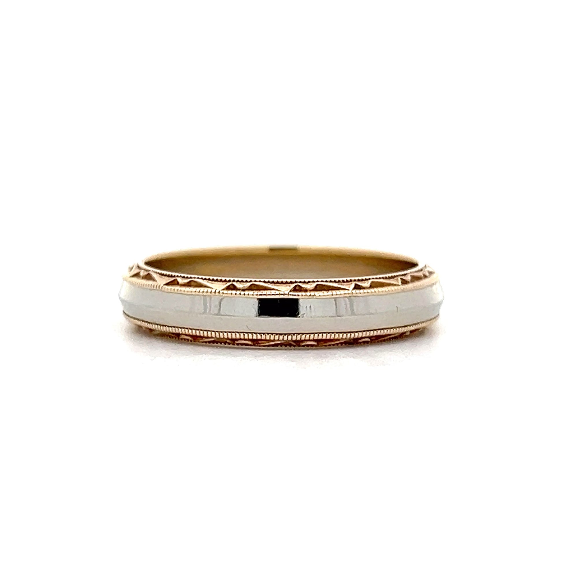 Vintage Men's Two-Tone Wedding Band in 14k