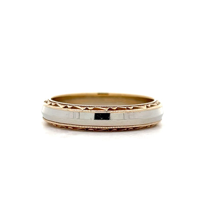 Vintage Men's Two-Tone Wedding Band in 14k