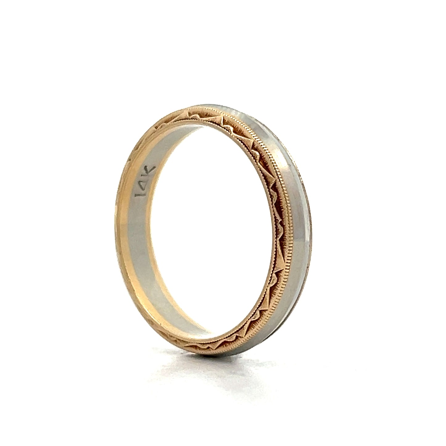 Vintage Men's Two-Tone Wedding Band in 14k