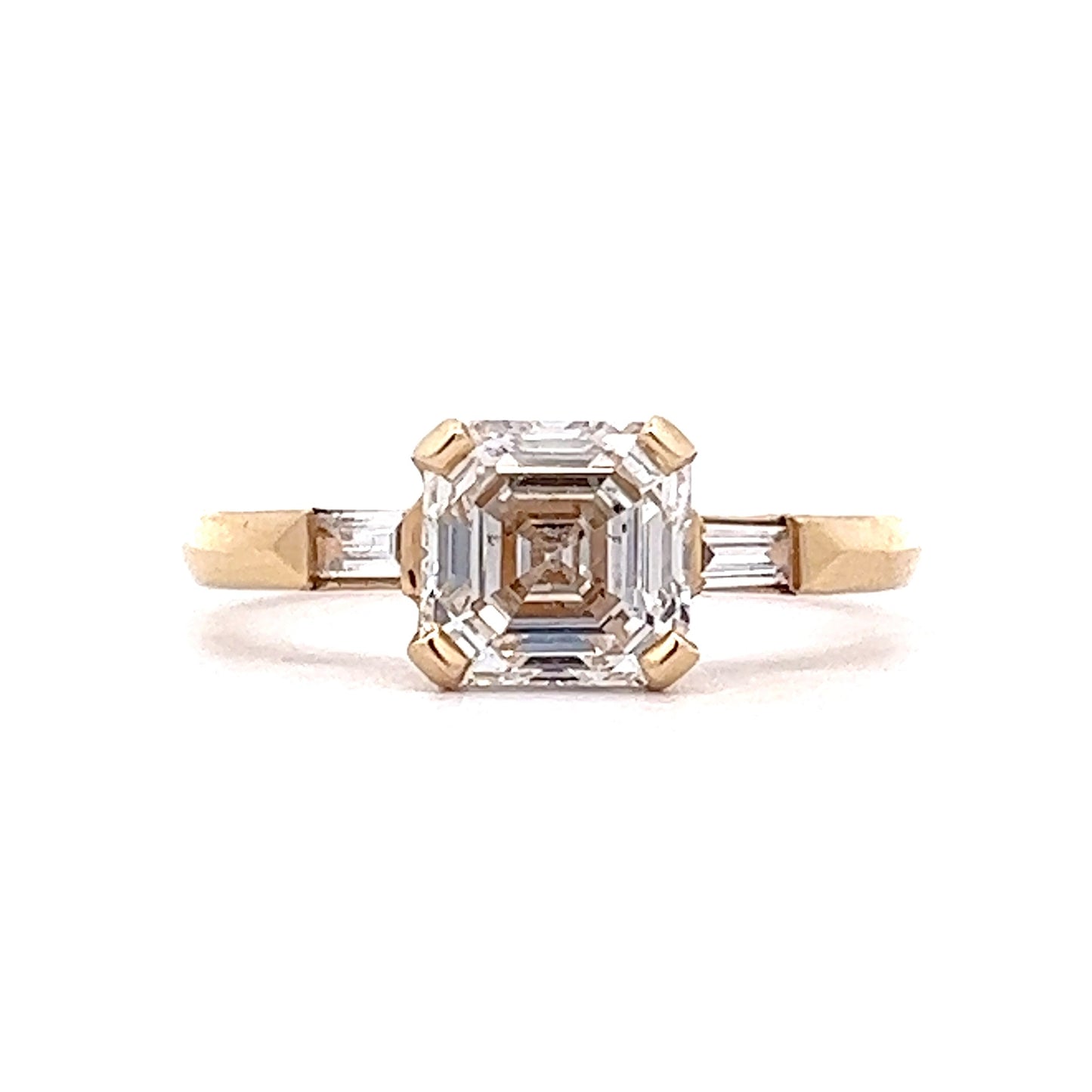 1.50 Asscher Cut Diamond Engagement Ring in 14k Yellow Gold