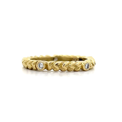 .10 Diamond Textured Stacking Ring in 18k