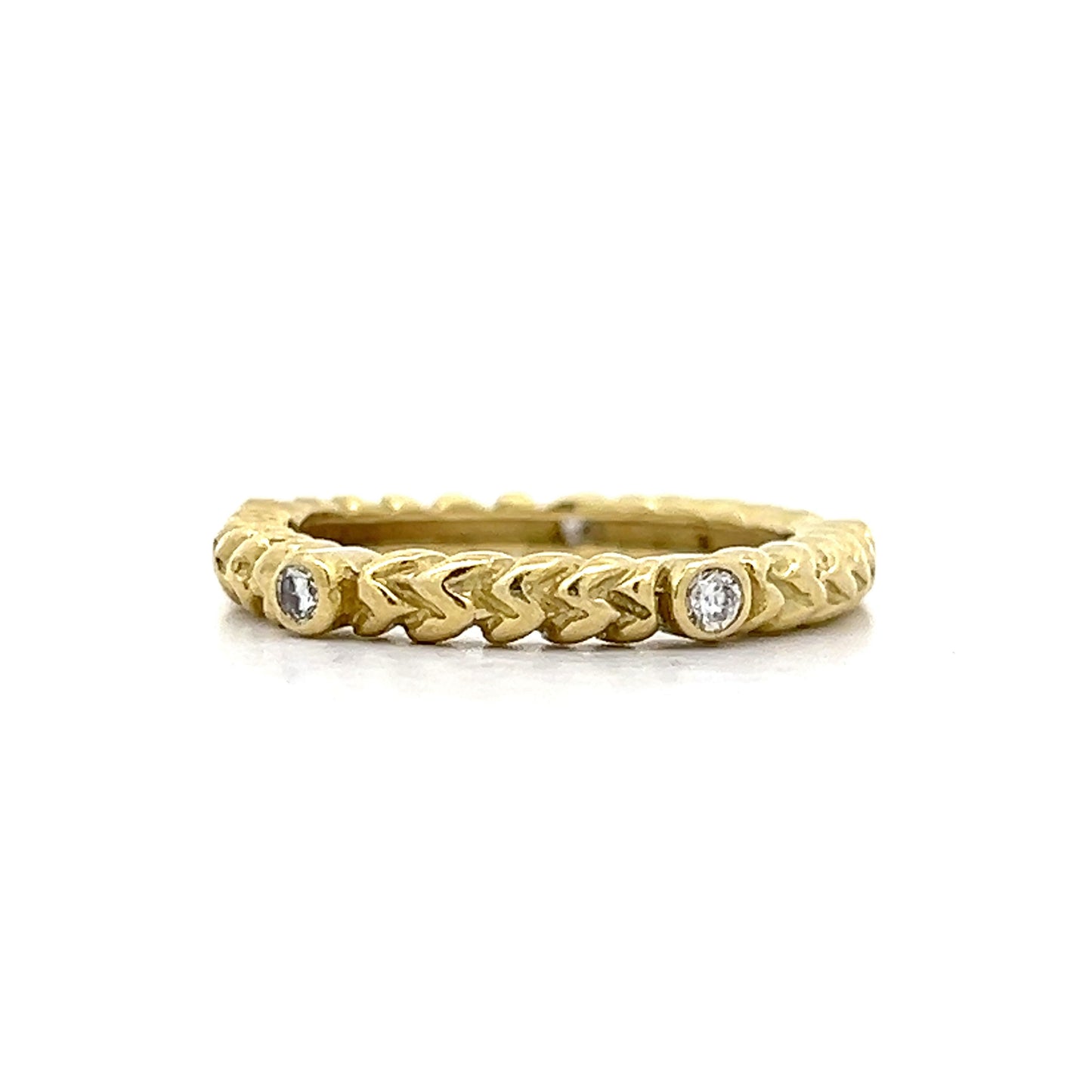 .10 Diamond Textured Stacking Ring in 18k