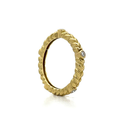 .10 Diamond Textured Stacking Ring in 18k