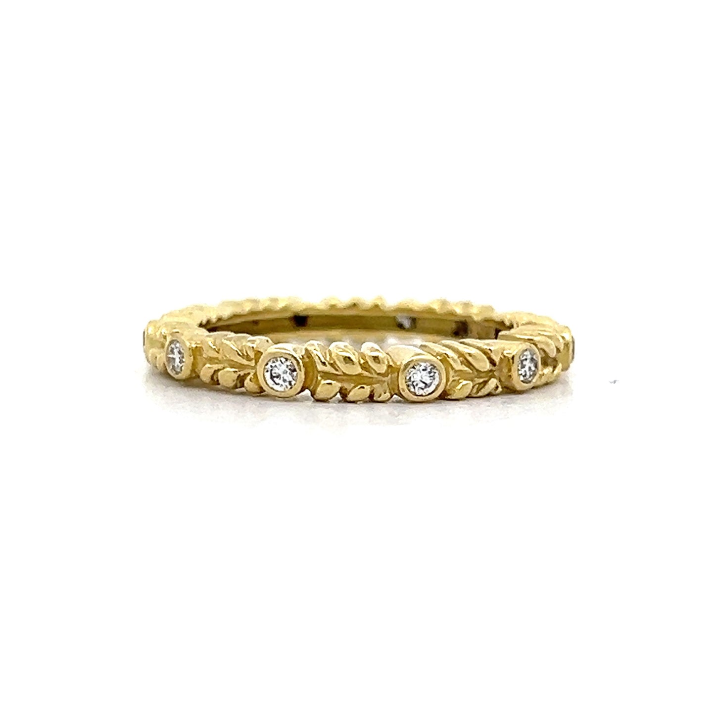 .20 Diamond Leaf Textured Eternity Band in 18k