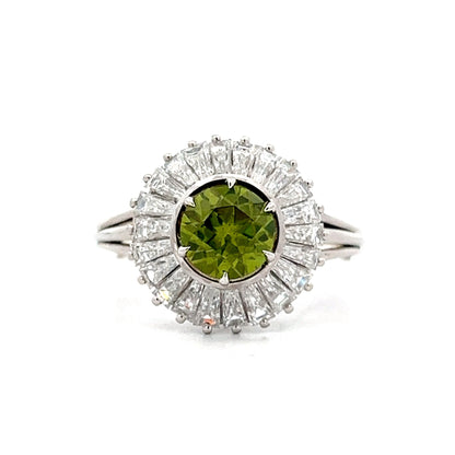 Demantoid Garnet & Diamond Cocktail Ring in Platinum