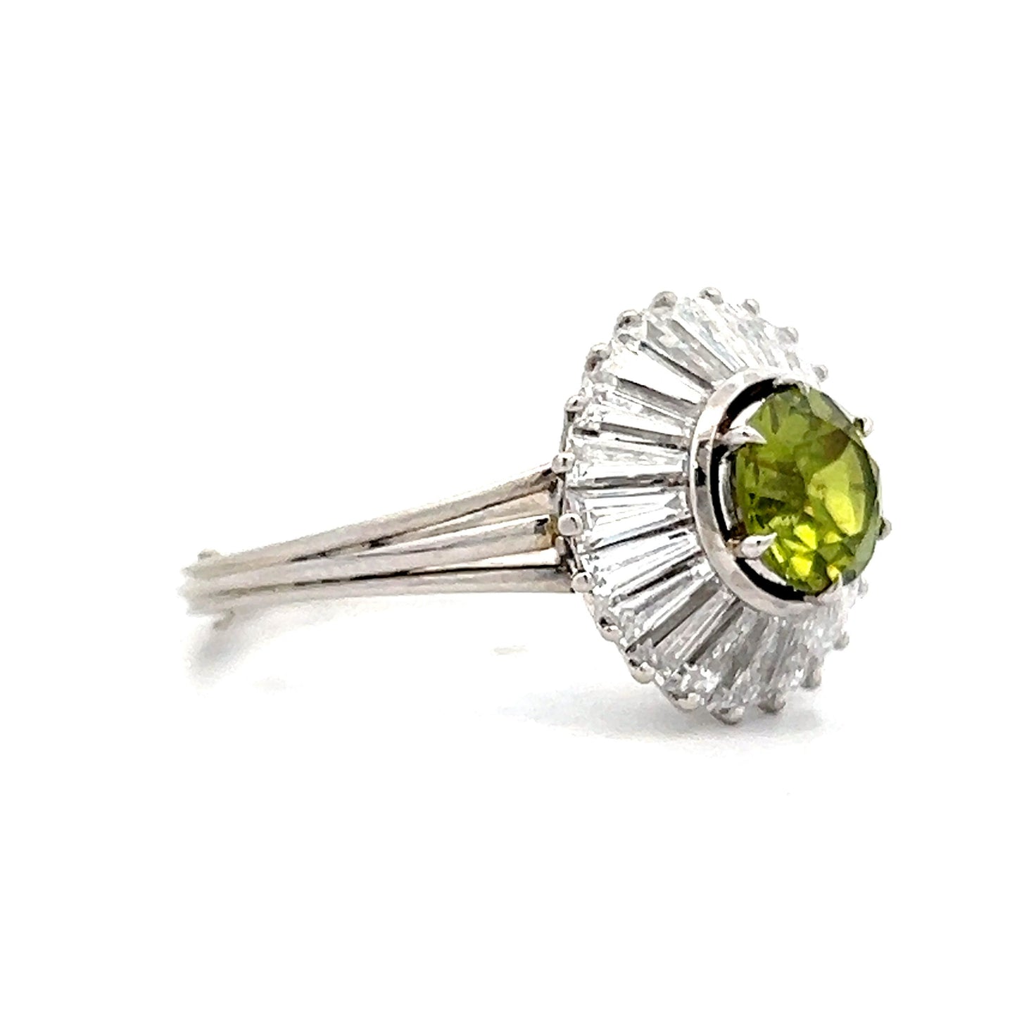 Demantoid Garnet & Diamond Cocktail Ring in Platinum