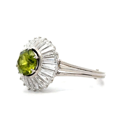 Demantoid Garnet & Diamond Cocktail Ring in Platinum