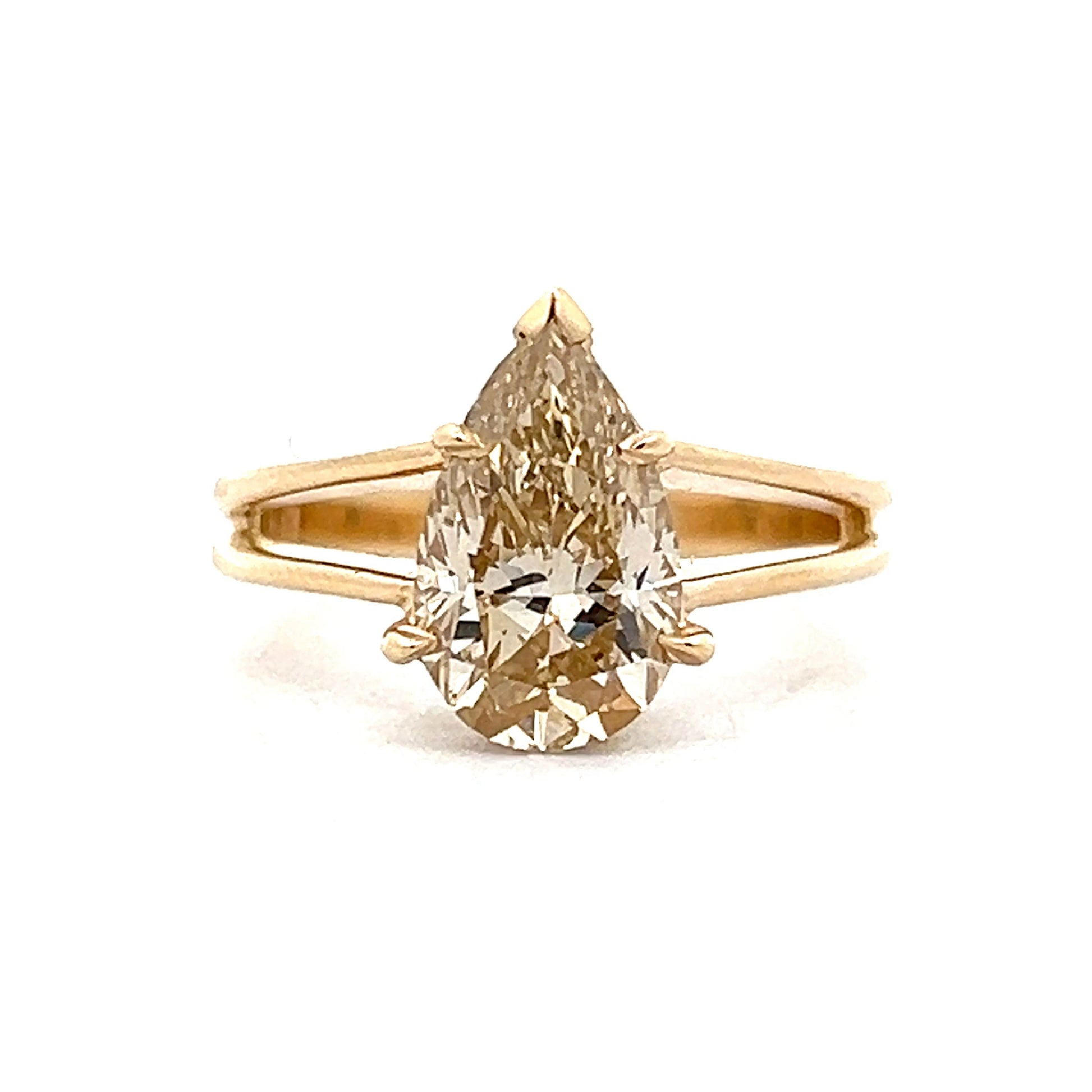 2.15 Pear Shaped Diamond Engagement Ring in 14k