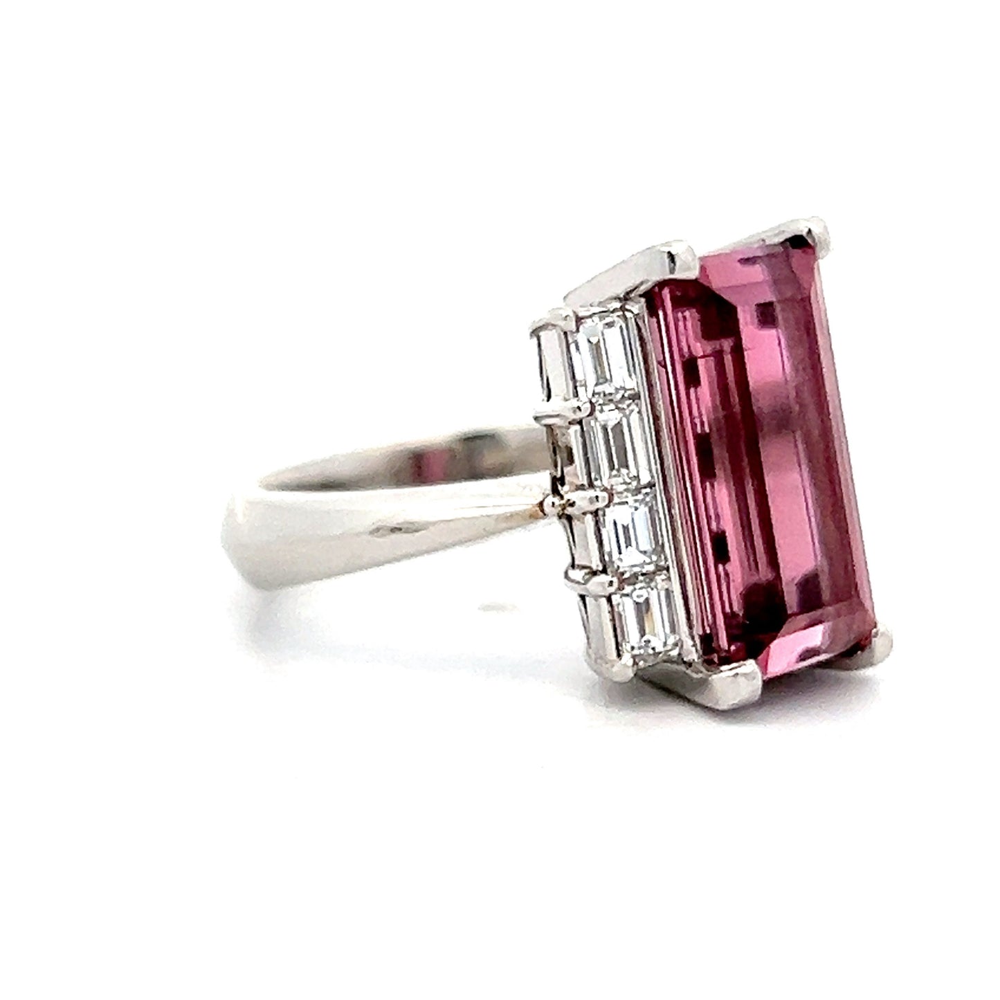 4.64 Emerald Cut Tourmaline Cocktail Ring in Platinum