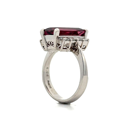 4.64 Emerald Cut Tourmaline Cocktail Ring in Platinum