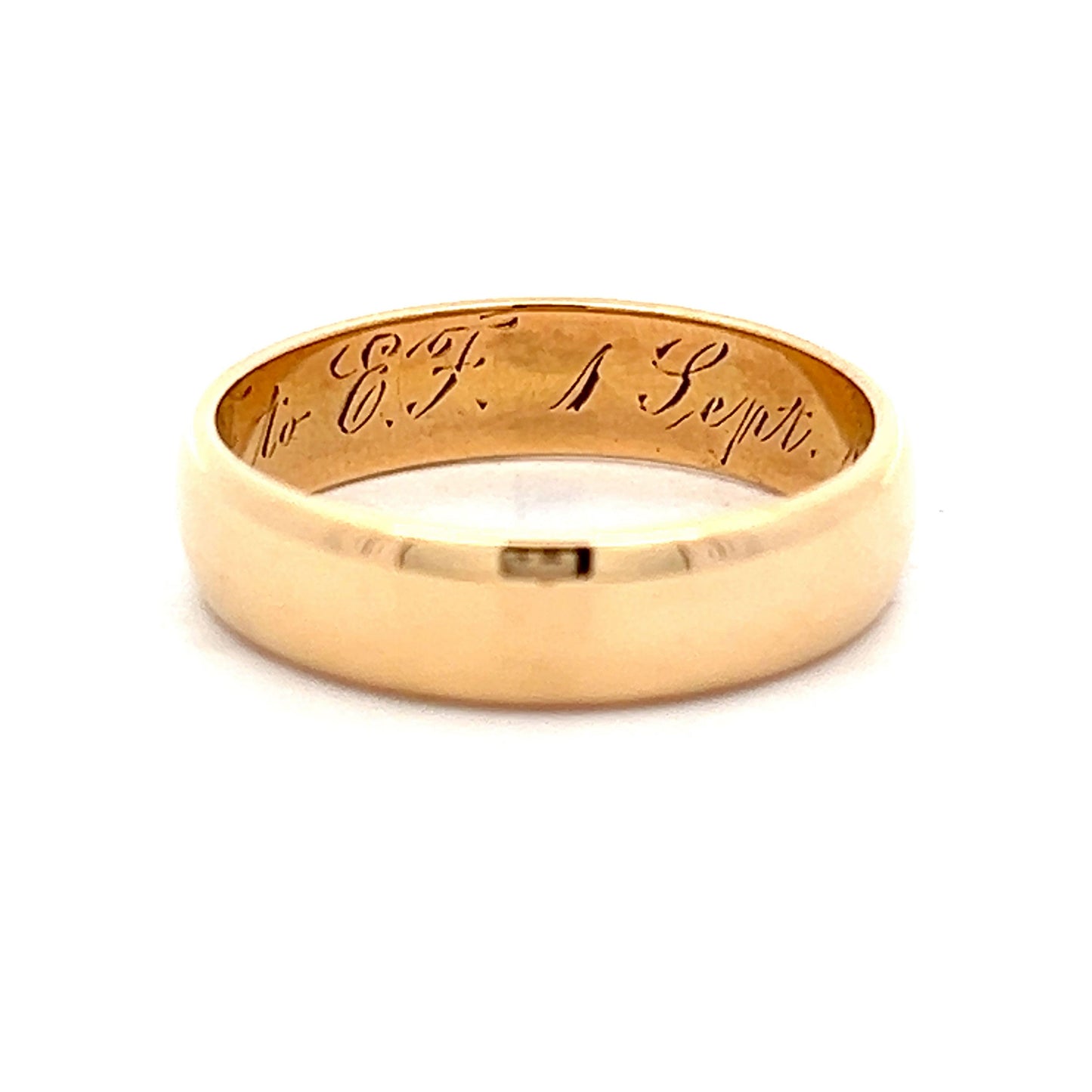 Antique Victorian Rounded Flat Edge Band in 18k