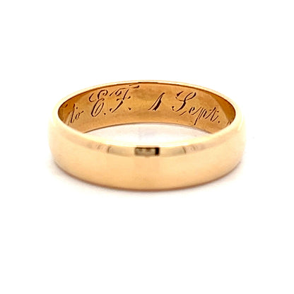 Antique Victorian Rounded Flat Edge Band in 18k