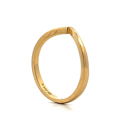 V Shaped Contour Wedding Band in 14k Yellow Gold