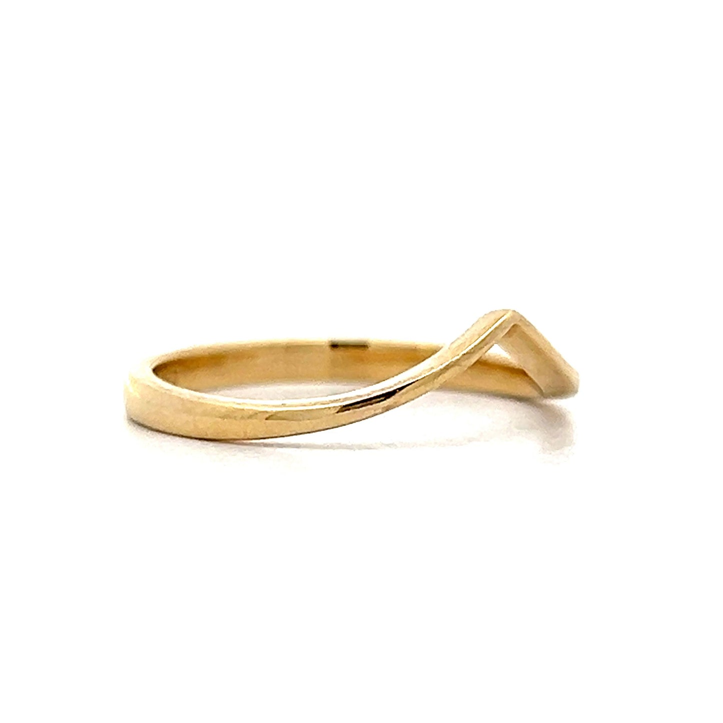 V Shaped Contour Wedding Band in 14k Yellow Gold