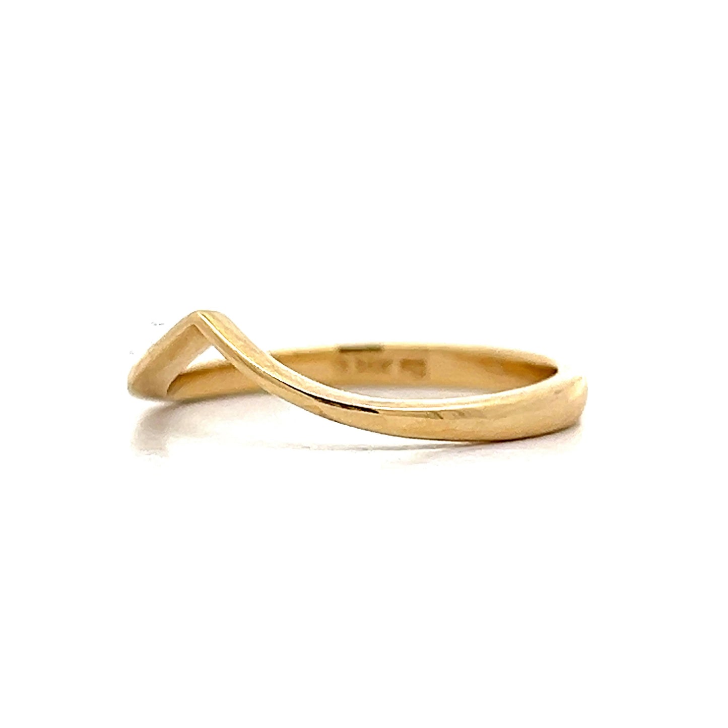 V Shaped Contour Wedding Band in 14k Yellow Gold