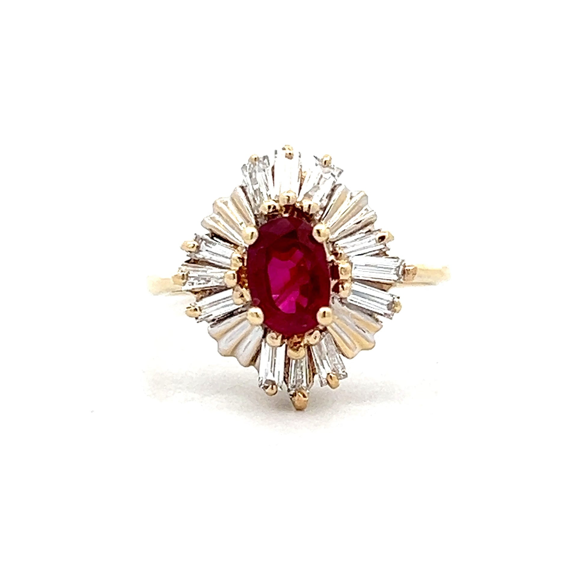 .55 Ruby Ballerina Halo Engagement Ring in 14k