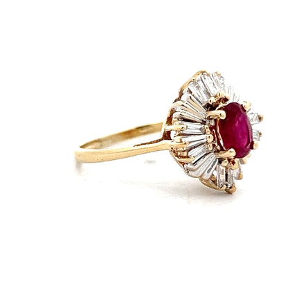 .55 Ruby Ballerina Halo Engagement Ring in 14k