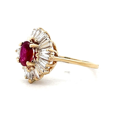 .55 Ruby Ballerina Halo Engagement Ring in 14k