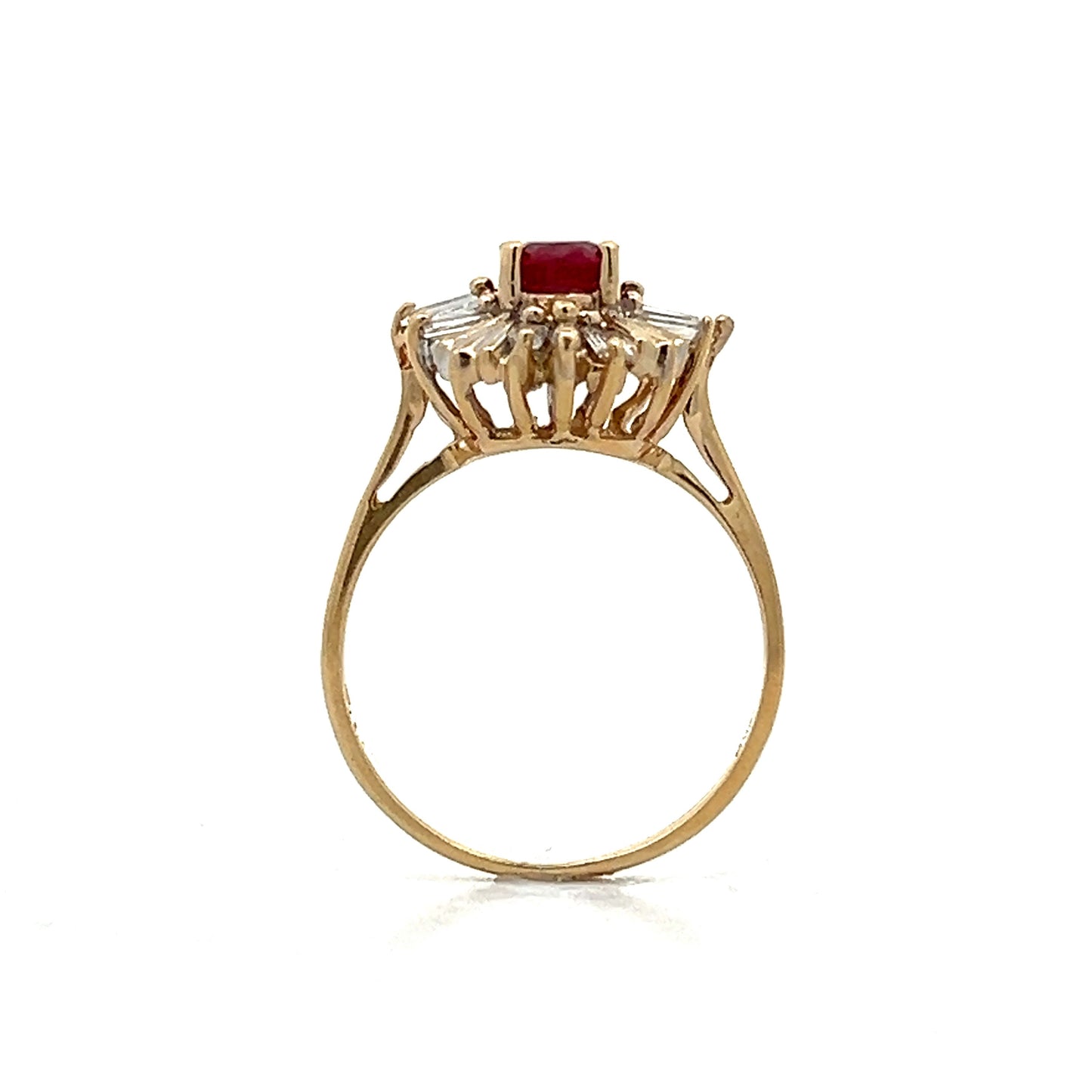 .55 Ruby Ballerina Halo Engagement Ring in 14k