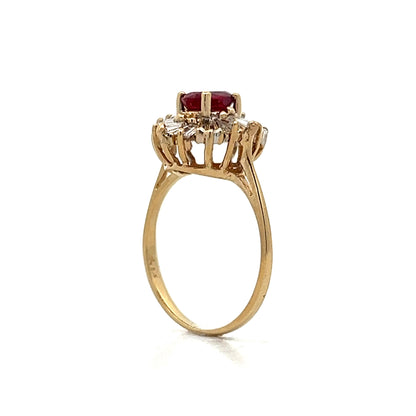 .55 Ruby Ballerina Halo Engagement Ring in 14k