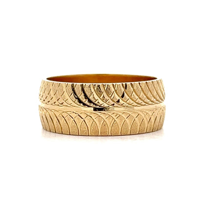 8mm Men's Double Swirl Band in 14k Yellow Gold